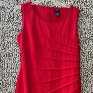 NEW DIRECTIONS Red Sleeveless, Fitted Lined Midi Dress